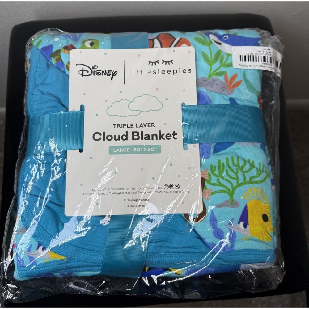 Little Sleepies Nemo's Reef Bamboo Large Cloud Blanket Finding Nemo NIB 50 X 50